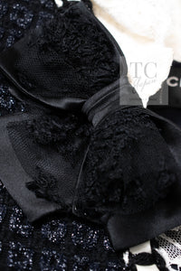 CHANEL 16PF Dark Navy Ivory Fantasy Tweed Lace Dress 34 36 シャネル ダーク ネイビー アイボリー ファンタジー ツイード レース ワンピース 即発