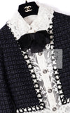 CHANEL 16PF Dark Navy Ivory Fantasy Tweed Lace Dress 34 36 シャネル ダーク ネイビー アイボリー ファンタジー ツイード レース ワンピース 即発