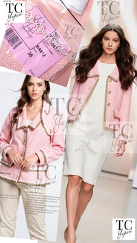 CHANEL 16C Pink Braid Trimming Cotton Jacket 36 シャネル ピンク ブレイドトリミング コットン ジャケット 即発