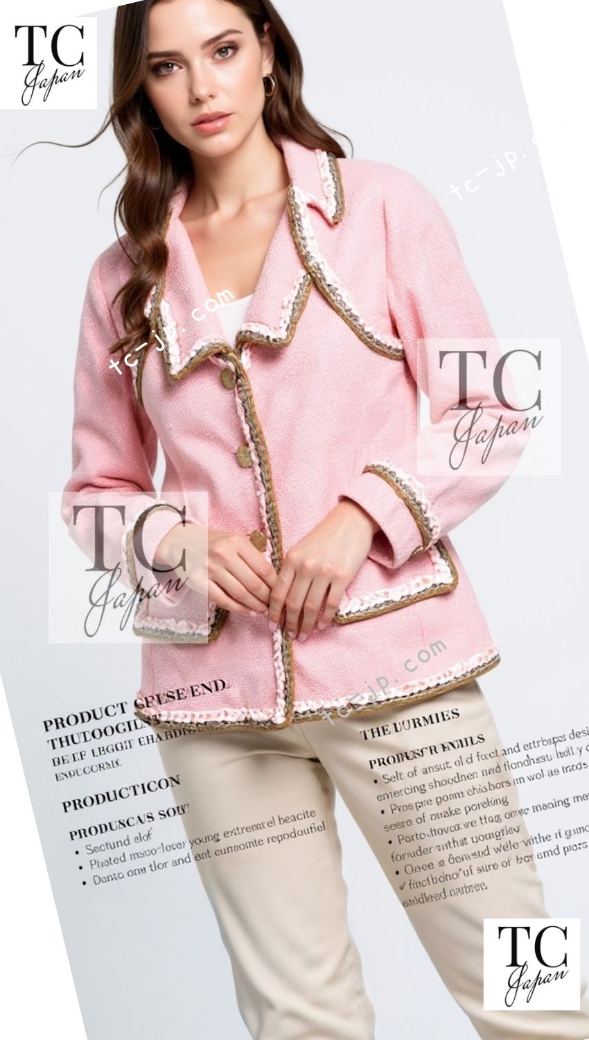 CHANEL 16C Pink Braid Trimming Cotton Jacket 36 シャネル ピンク ブレイドトリミング コットン ジャケット 即発