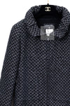 CHANEL 15A Gray Black Metallic Zipper Dress Coat 36 シャネル グレー ブラック メタリック ジッパー ツイード ワンピース コート 即発