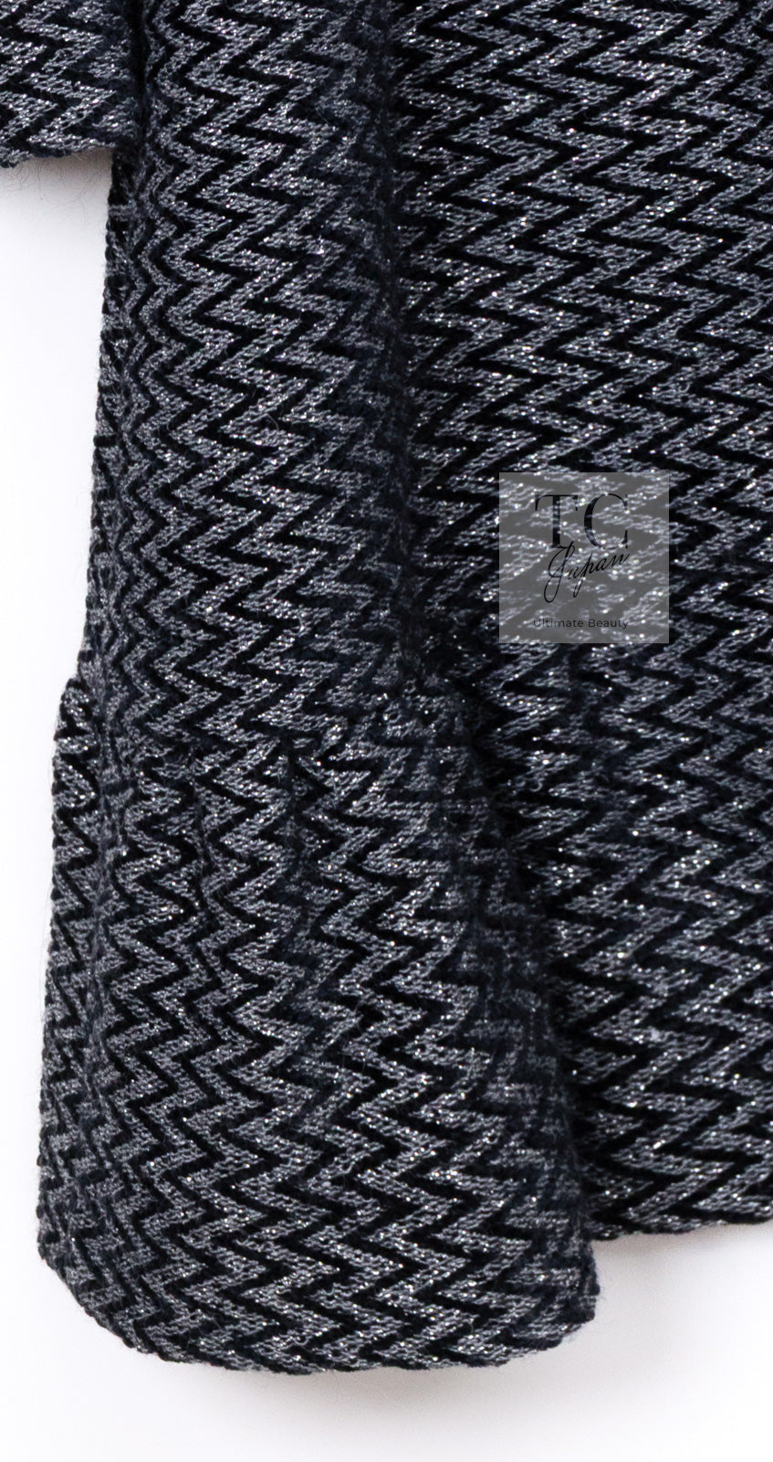 CHANEL 15A Gray Black Metallic Zipper Dress Coat 36 シャネル グレー ブラック メタリック ジッパー ツイード ワンピース コート 即発