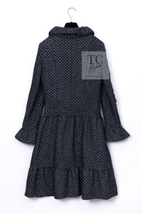 CHANEL 15A Gray Black Metallic Zipper Dress Coat 36 シャネル グレー ブラック メタリック ジッパー ツイード ワンピース コート 即発