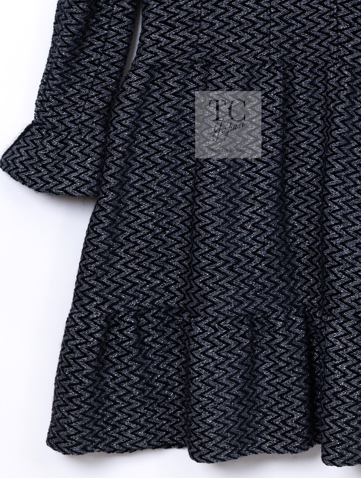 CHANEL 15A Gray Black Metallic Zipper Dress Coat 36 シャネル グレー ブラック メタリック ジッパー ツイード ワンピース コート 即発