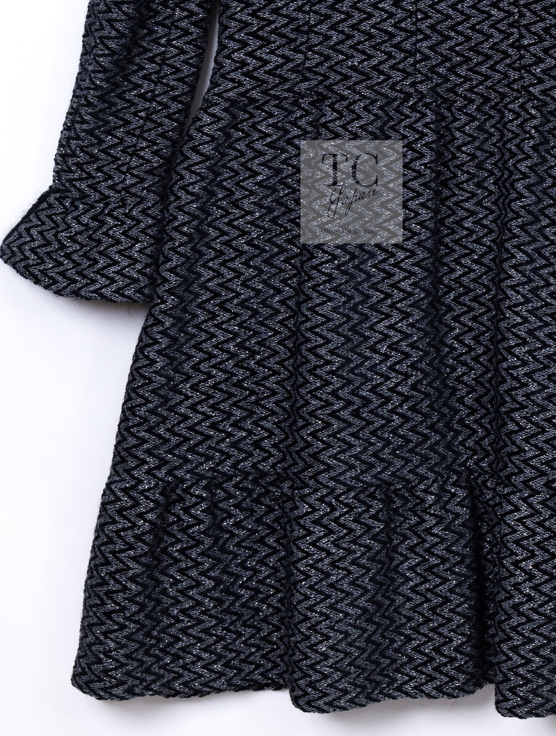 CHANEL 15A Gray Black Metallic Zipper Dress Coat 36 シャネル グレー ブラック メタリック ジッパー ツイード ワンピース コート 即発