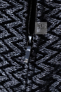 CHANEL 15A Gray Black Metallic Zipper Dress Coat 36 シャネル グレー ブラック メタリック ジッパー ツイード ワンピース コート 即発