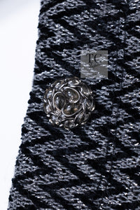 CHANEL 15A Gray Black Metallic Zipper Dress Coat 36 シャネル グレー ブラック メタリック ジッパー ツイード ワンピース コート 即発