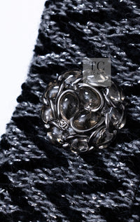 CHANEL 15A Gray Black Metallic Zipper Dress Coat 36 シャネル グレー ブラック メタリック ジッパー ツイード ワンピース コート 即発