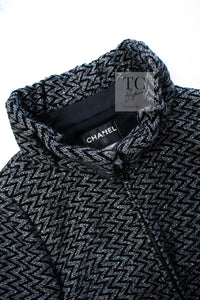 CHANEL 15A Gray Black Metallic Zipper Dress Coat 36 シャネル グレー ブラック メタリック ジッパー ツイード ワンピース コート 即発