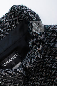 CHANEL 15A Gray Black Metallic Zipper Dress Coat 36 シャネル グレー ブラック メタリック ジッパー ツイード ワンピース コート 即発