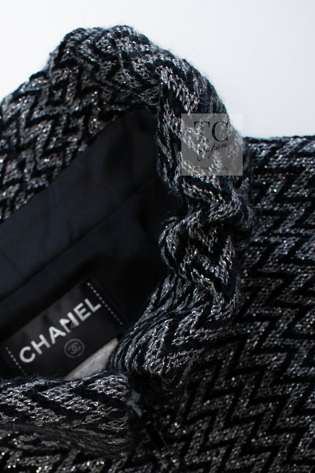 CHANEL 15A Gray Black Metallic Zipper Dress Coat 36 シャネル グレー ブラック メタリック ジッパー ツイード ワンピース コート 即発