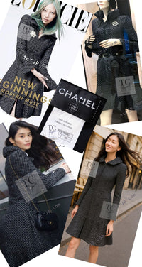 CHANEL 15A Gray Black Metallic Zipper Dress Coat 36 シャネル グレー ブラック メタリック ジッパー ツイード ワンピース コート 即発