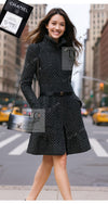 CHANEL 15A Gray Black Metallic Zipper Dress Coat 36 シャネル グレー ブラック メタリック ジッパー ツイード ワンピース コート 即発