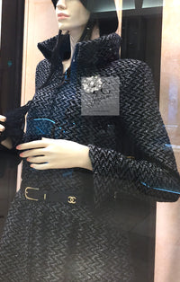 CHANEL 15A Gray Black Metallic Zipper Dress Coat 36 シャネル グレー ブラック メタリック ジッパー ツイード ワンピース コート 即発