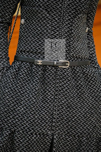CHANEL 15A Gray Black Metallic Zipper Dress Coat 36 シャネル グレー ブラック メタリック ジッパー ツイード ワンピース コート 即発