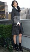 CHANEL 15A Gray Black Metallic Zipper Dress Coat 36 シャネル グレー ブラック メタリック ジッパー ツイード ワンピース コート 即発