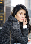 CHANEL 15A Gray Black Metallic Zipper Dress Coat 36 シャネル グレー ブラック メタリック ジッパー ツイード ワンピース コート 即発