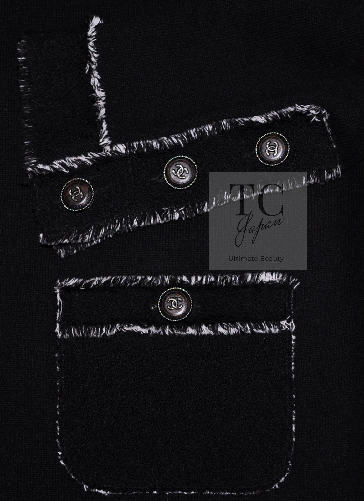 シャネル ワンピース CHANEL ブラック カシミア 100 ココボタン シャネル ワンピース CHANEL ブラック カシミア 100 ココボタン