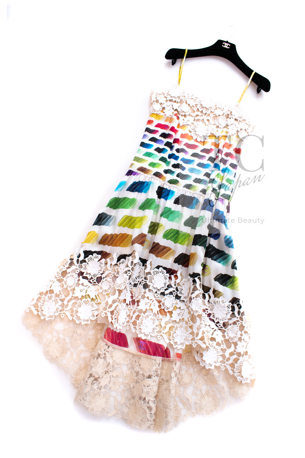 CHANEL 14S Rainbow Multicolor Silk 100% Dress 36 シャネル レインボー マルチカラー シルク 100% ワンピース 即発