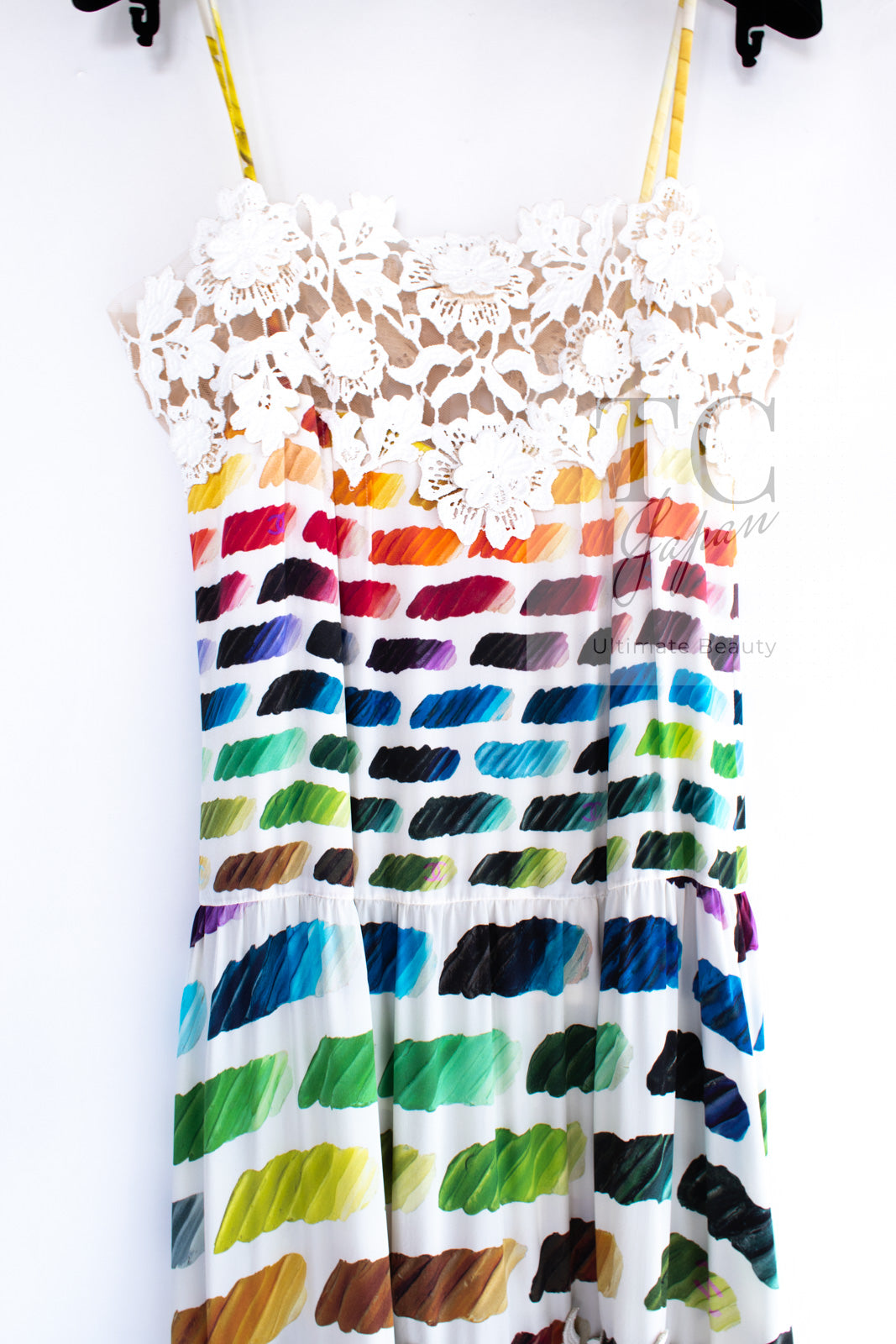 CHANEL 14S Rainbow Multicolor Silk 100% Dress 36 シャネル レインボー マルチカラー シルク 100% ワンピース 即発