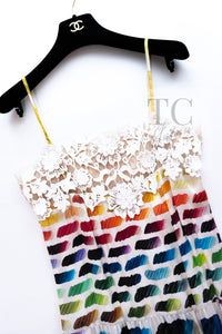 CHANEL 14S Rainbow Multicolor Silk 100% Dress 36 シャネル レインボー マルチカラー シルク 100% ワンピース 即発