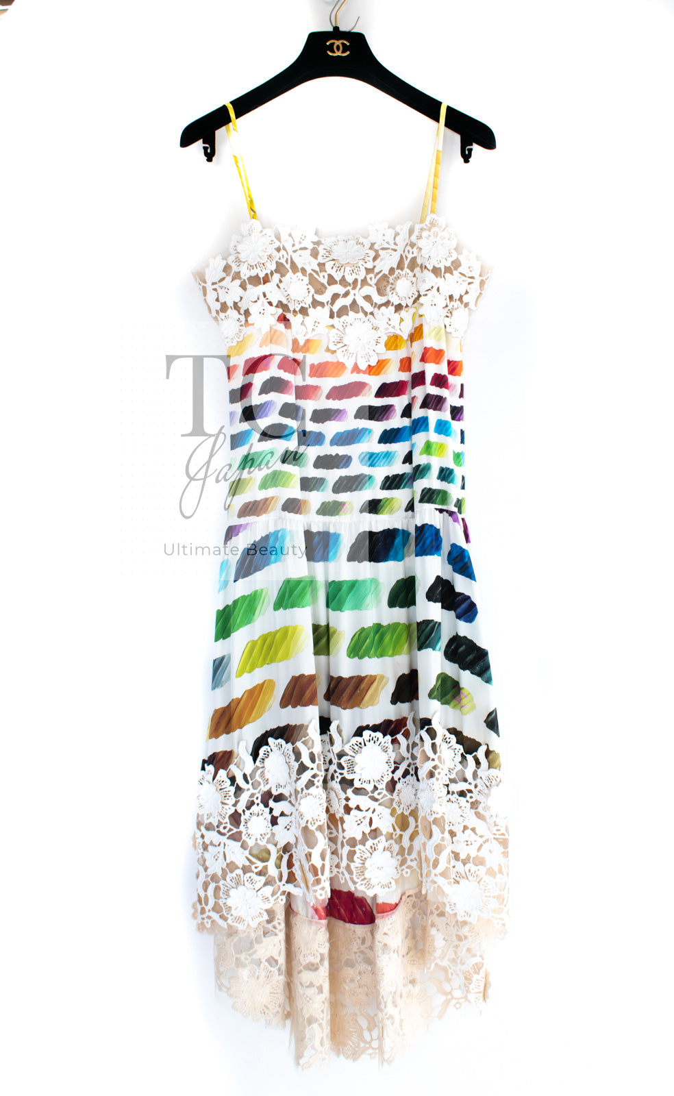 CHANEL 14S Rainbow Multicolor Silk 100% Dress 36 シャネル レインボー マルチカラー シルク 100% ワンピース 即発