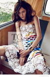 CHANEL 14S Rainbow Multicolor Silk 100% Dress 36 シャネル レインボー マルチカラー シルク 100% ワンピース 即発