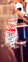 CHANEL 14S Rainbow Multicolor Silk 100% Dress 36 シャネル レインボー マルチカラー シルク 100% ワンピース 即発