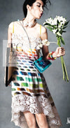 CHANEL 14S Rainbow Multicolor Silk 100% Dress 36 シャネル レインボー マルチカラー シルク 100% ワンピース 即発