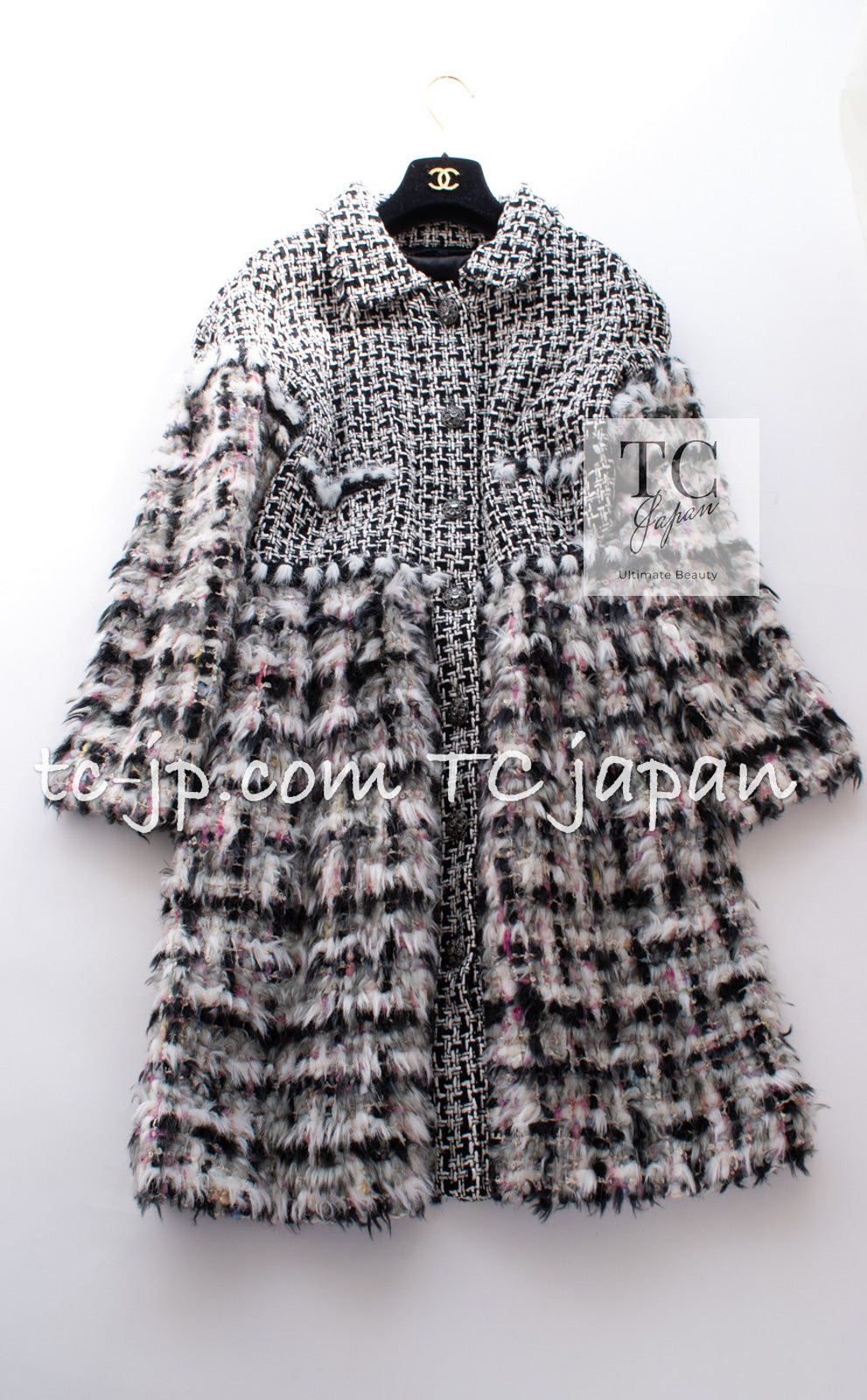 CHANEL 10A Multicolor Silk Fantasy Fur Tweed Coat 34 シャネル マルチカラー シルク ファンタジー ファー ツイード コート 即発