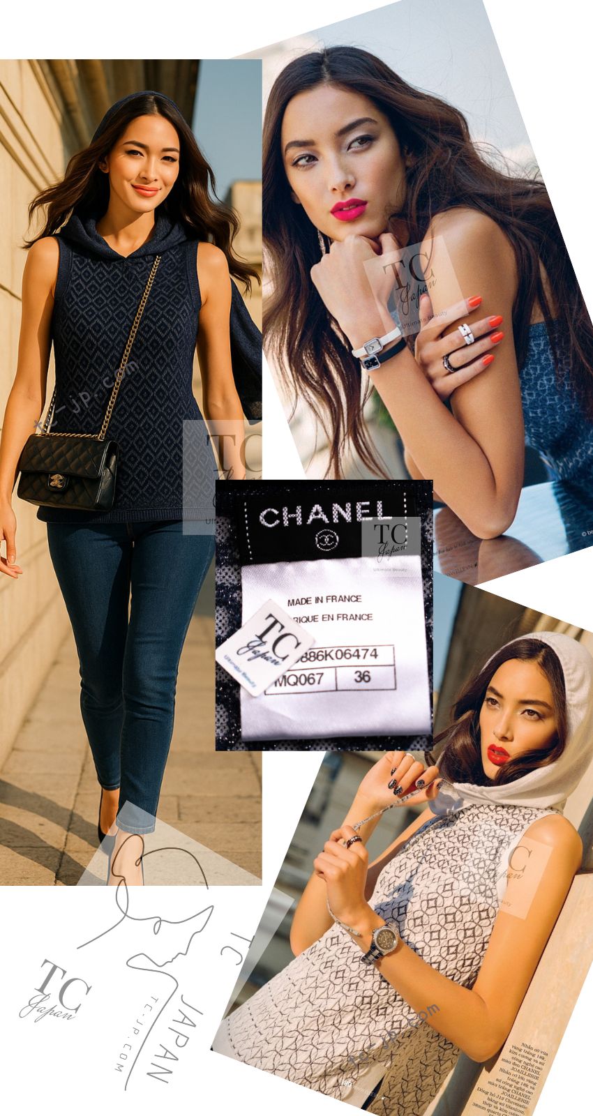 CHANEL 15C Navy Blue Metalic Silk Blend Hood Knit Tops 36 38 シャネル ネイビー ブルー ラメ ノースリーブ シルク ニット トップス パーカー 即発