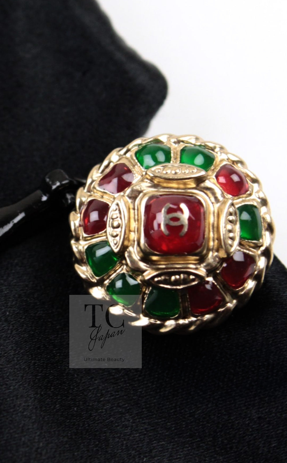 シャネル ワンピース CHANEL ブラック ゴールドライン サテン