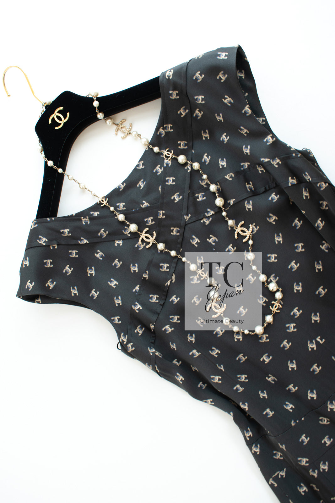 CHANEL 12A Smokey Brown Gray Silk CC Logo Dress 36 16