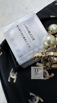 シャネル ワンピース CHANEL 12A ブラウン グレー シルク CC ロゴ 淡い COCOマークいっぱい 36