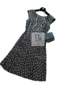 CHANEL 12A Smokey Brown Gray Silk CC Logo Dress 36 3