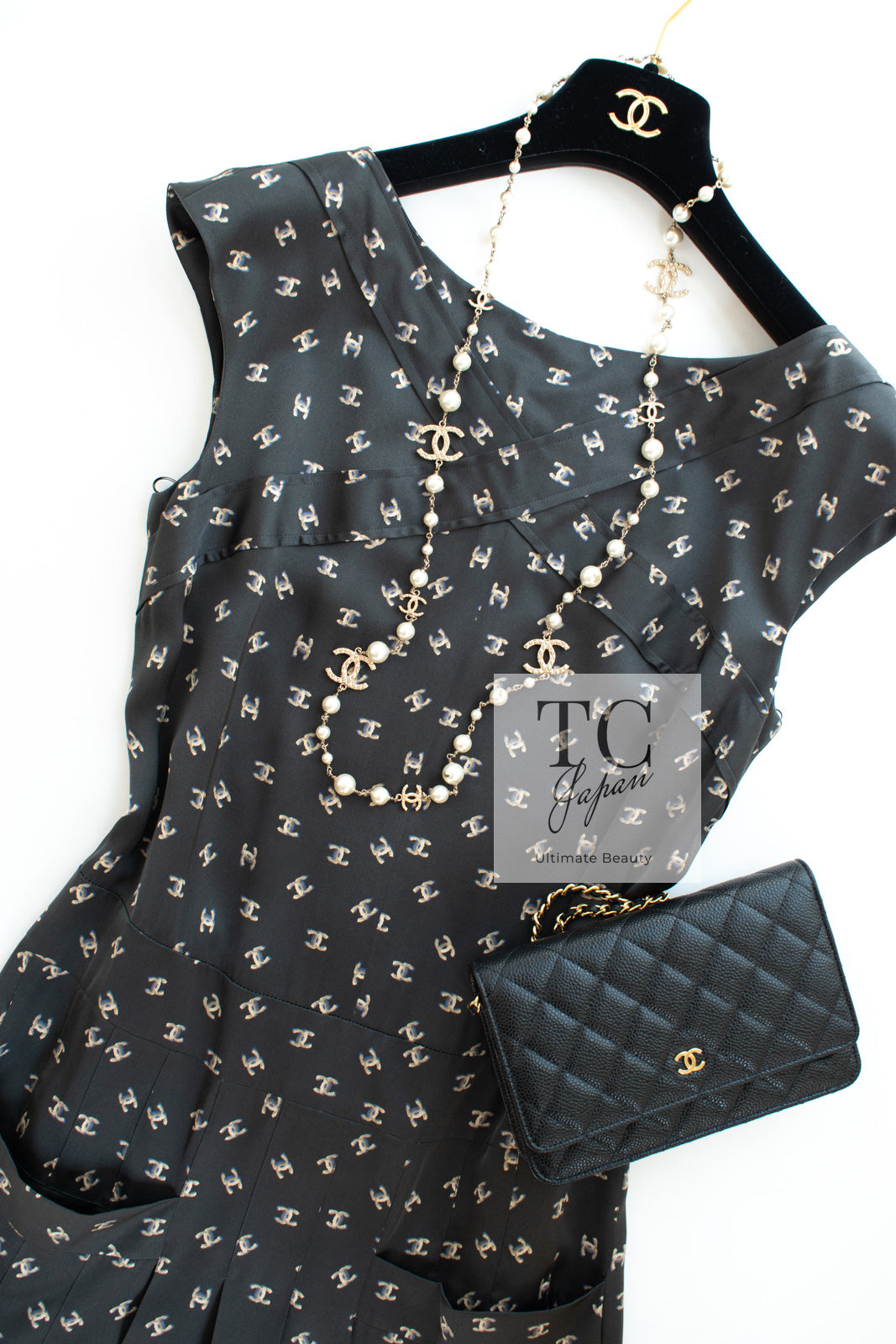 CHANEL 12A Smokey Brown Gray Silk CC Logo Dress 36 4