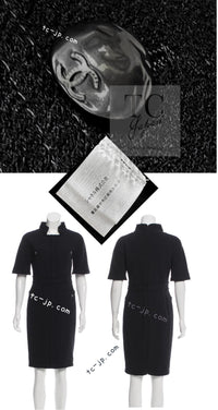CHANEL 12S Black Wool Leelee Sobieski Tweed Dress 44 シャネル ブラック ウール ココボタン ツイード ドレス ワンピース 即発