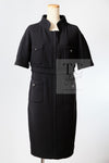 CHANEL 12S Black Wool Leelee Sobieski Tweed Dress 44 シャネル ブラック ウール ココボタン ツイード ドレス ワンピース 即発