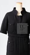 CHANEL 12S Black Wool Leelee Sobieski Tweed Dress 44 シャネル ブラック ウール ココボタン ツイード ドレス ワンピース 即発