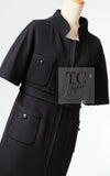 CHANEL 12S Black Wool Leelee Sobieski Tweed Dress 44 シャネル ブラック ウール ココボタン ツイード ドレス ワンピース 即発