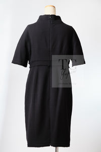 CHANEL 12S Black Wool Leelee Sobieski Tweed Dress 44 シャネル ブラック ウール ココボタン ツイード ドレス ワンピース 即発