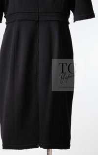 CHANEL 12S Black Wool Leelee Sobieski Tweed Dress 44 シャネル ブラック ウール ココボタン ツイード ドレス ワンピース 即発