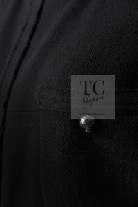 CHANEL 12S Black Wool Leelee Sobieski Tweed Dress 44 シャネル ブラック ウール ココボタン ツイード ドレス ワンピース 即発