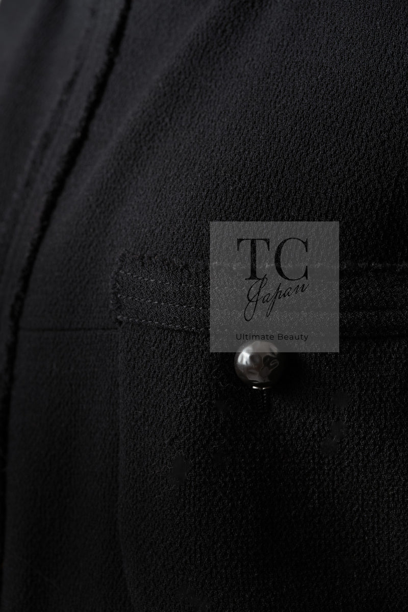 CHANEL 12S Black Wool Leelee Sobieski Tweed Dress 44 シャネル ブラック ウール ココボタン ツイード ドレス ワンピース 即発
