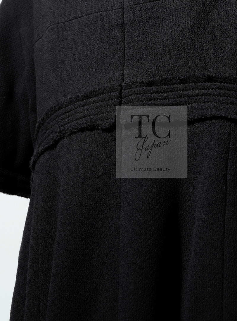 CHANEL 12S Black Wool Leelee Sobieski Tweed Dress 44 シャネル ブラック ウール ココボタン ツイード ドレス ワンピース 即発