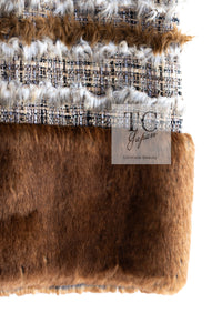 CHANEL 10A Brown Beige Fantasy Fur Tweed Dress 44 シャネル ブラウン ベージュ ファンタジー ファー ツイード ワンピース 即発