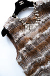 CHANEL 10A Brown Beige Fantasy Fur Tweed Dress 44 シャネル ブラウン ベージュ ファンタジー ファー ツイード ワンピース 即発