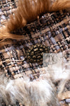 CHANEL 10A Brown Beige Fantasy Fur Tweed Dress 44 シャネル ブラウン ベージュ ファンタジー ファー ツイード ワンピース 即発