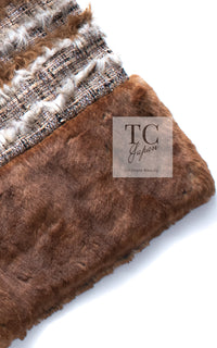 CHANEL 10A Brown Beige Fantasy Fur Tweed Dress 44 シャネル ブラウン ベージュ ファンタジー ファー ツイード ワンピース 即発