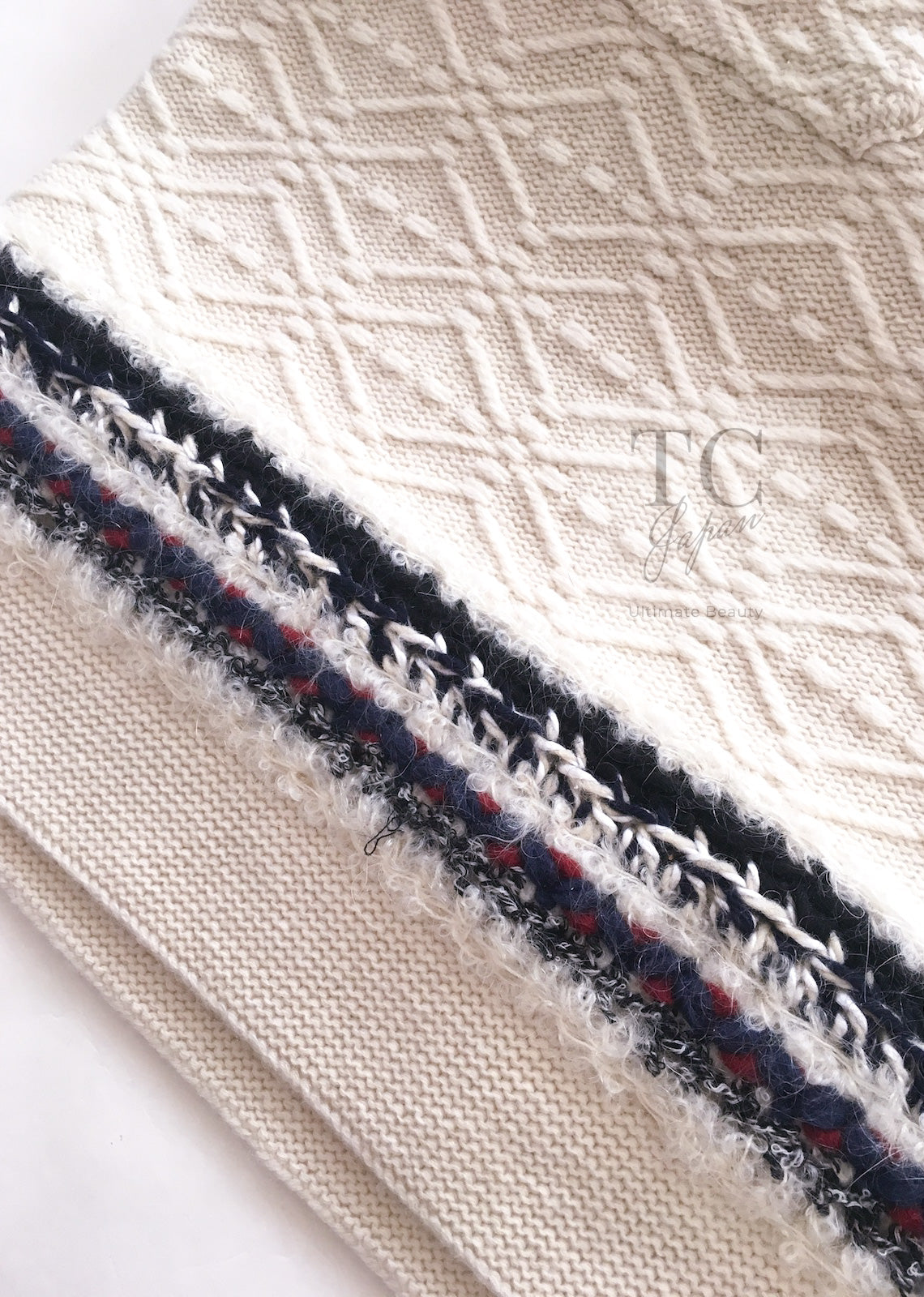 シャネル ワンピース CHANEL アイボリー ココボタン カシミア 100